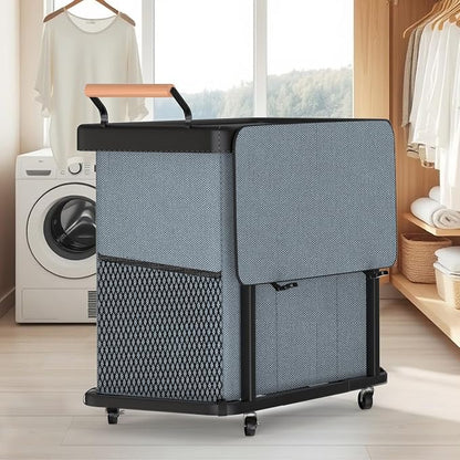 Rolling Laundry Hamper with Wheels, Laundry Hamper 3 Section with Lid, Laundry - Image 7