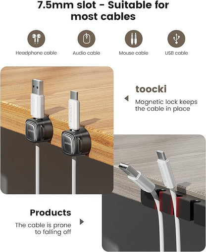 6 Pack Magnetic Cable Clips – Cord Organizer & Holder, Toocki Adhesive Cable - Image 9