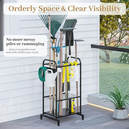 Garden Tool Organizer, Garage Tool Storage Rack, Heavy Duty Metal - Image 4