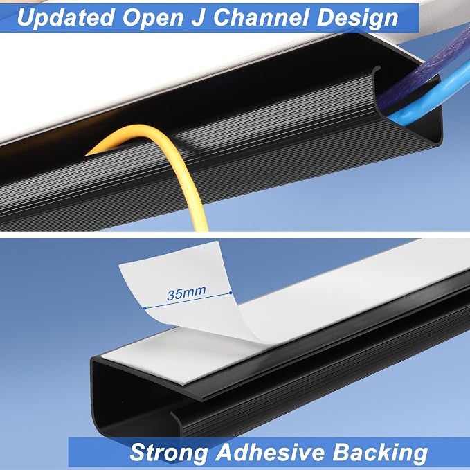 ZhiYo Cable Management Under Desk J Channel, 63in Cable Raceway, Self-Adhesive - Image 4