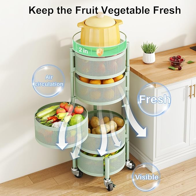 SAYZH 5 Tier Fruit Vegetable Basket Stand - Image 4