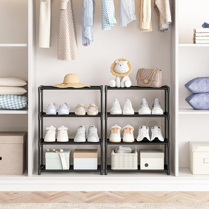 Autonomier 4 Tier Extra Small Shoe Rack, Narrow Stackable Shoe Shelf - Image 6