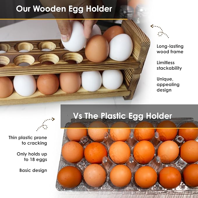Expandable Stackable Wooden Egg Holder Countertop - Image 4