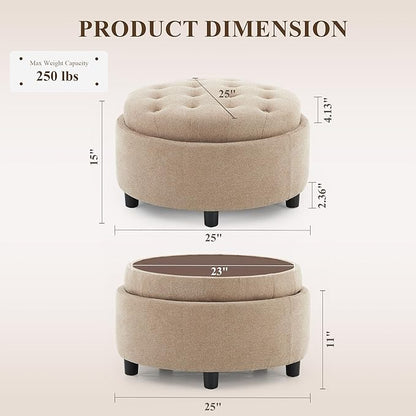 COLAMY Round Hidden Storage Ottoman - Image 2