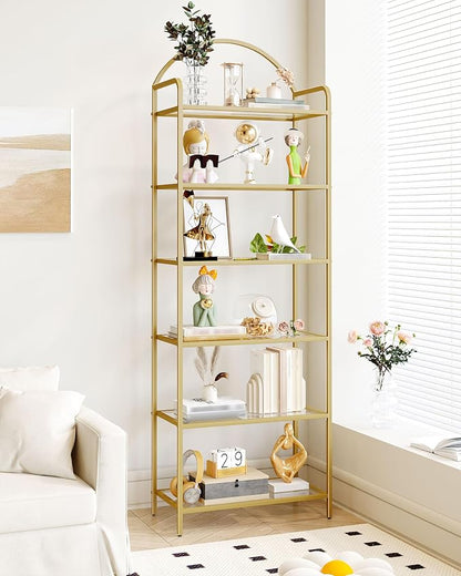 Hzuaneri Bookcase Bookshelf, Tempered Glass Bookshelves | Slim Shelving Unit - Image 9