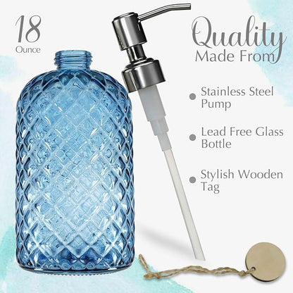 JASAI 18Oz Gem Patterned Glass Soap Dispenser - Image 2