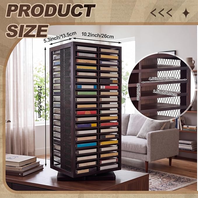 Ripeng Cassette Tape Holder Rotatable Cassette Storage 360 Degree Cd Tower - Image 2