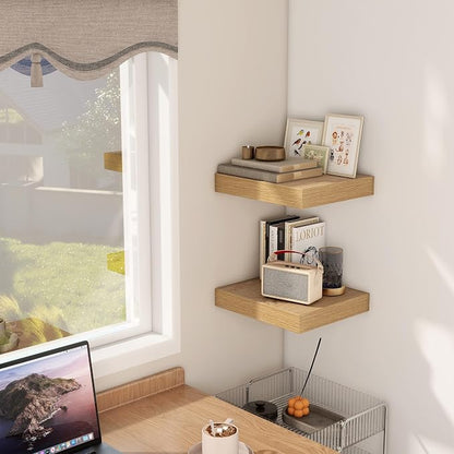 Fun Memories 12 Inch Floating Shelf, Rustic Wood Wall Shelves - Image 2