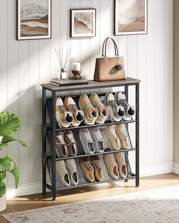 CHOEZON Shoe Rack, 4-Tier Slanted Shoe Storage Shelf, Narrow Shoe Rack - Image 2