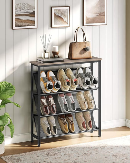 CHOEZON Shoe Rack, 4-Tier Slanted Shoe Storage Shelf, Narrow Shoe Rack - Image 2