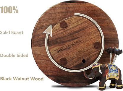 12 Inches Black Walnut Wood Lazy Susan, Solid Wooden Round Kitchen Turntable - Image 3