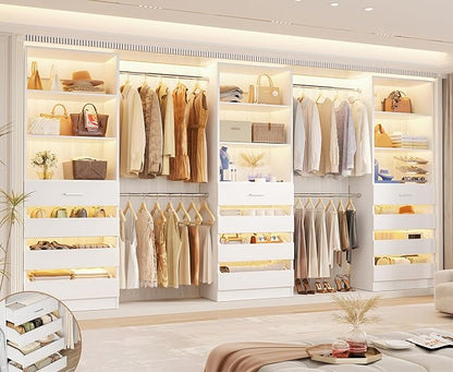 Aheaplus Closet System with 12 Drawers, 8.5-11.5Ft Wood Closet Organizer System by Aheaplus