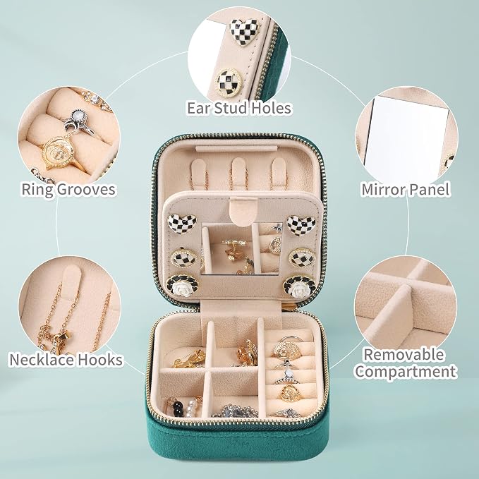 Dajasan Velvet Travel Jewelry Box, Mini Travel Jewelry Case, Small Portable - Image 4