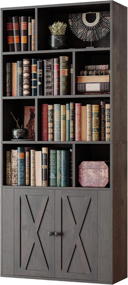 IRONCK Bookcase with Doors, Tall Bookshelf with Storage, Bookshelves and by IRONCK