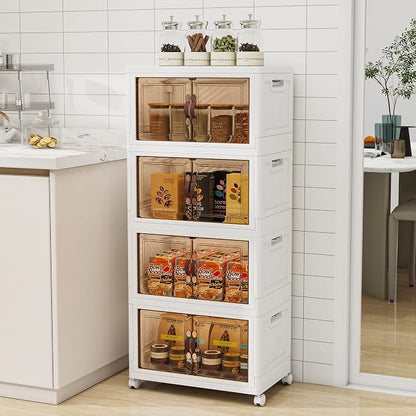 Storage Bins with Lids and Wheels, Collapsible Bathroom Storage Cabinet with - Image 5