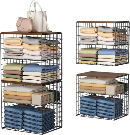 Huxitocan 4-Tier Stackable Closet Organizers and Storage Shelves, Closet by Huxitocan