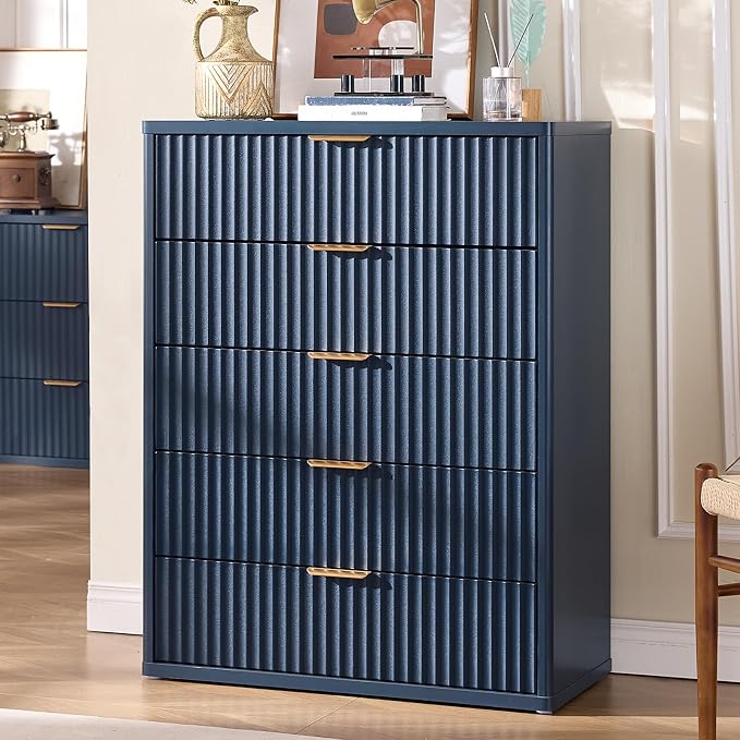 Fluted 5 Drawers Dresser for Bedroom, Living Room by LEYAOYAO-Findtheshiningpointofyourideallife%EF%BC%81