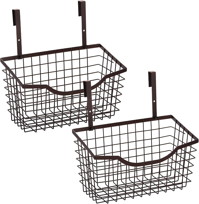 Nicunom 2 Pack Cabinet & Wall Mount Basket, Large Metal Wire Basket Wall Mount by Nicunom