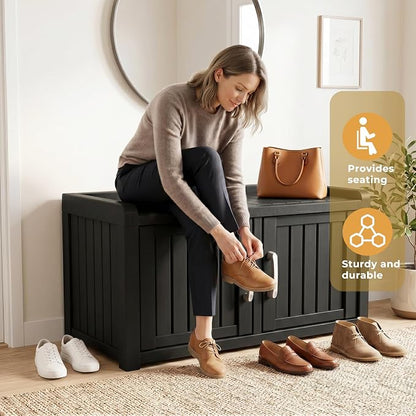ROJIK Shoe Cabinet Waterproof UV-Resistant, Storage Bench Indoor Outdoor - Image 5