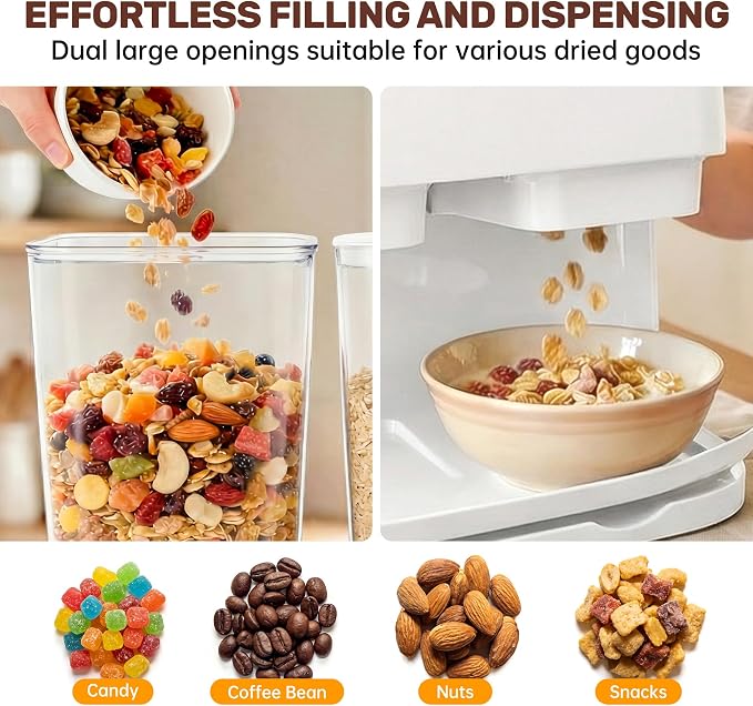Cereal Dispenser Countertop 2 Pack, 3L Large Cereal Containers Storage Airtight - Image 7