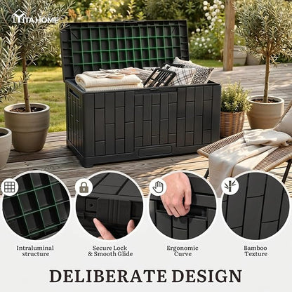 YITAHOME 60 Gallon Outdoor Storage Box, Waterproof Resin Deck Box - Image 3
