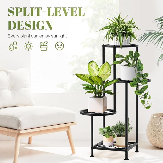 4 Tier Plant Stand Indoor Outdoor, Metal Flower Shelf Display Holder - Image 4