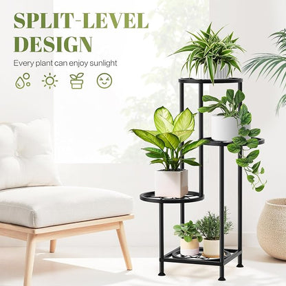 4 Tier Plant Stand Indoor Outdoor, Metal Flower Shelf Display Holder - Image 4