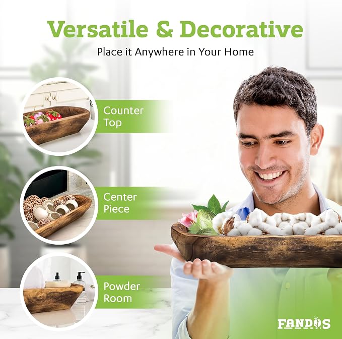 FANDOS Wooden Dough Bowl for Decor - Image 5