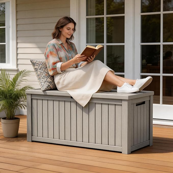 Outdoor Large Storage Cabinet Deck box, 150 Gallons Waterproof Heavy Duty Deck - Image 6