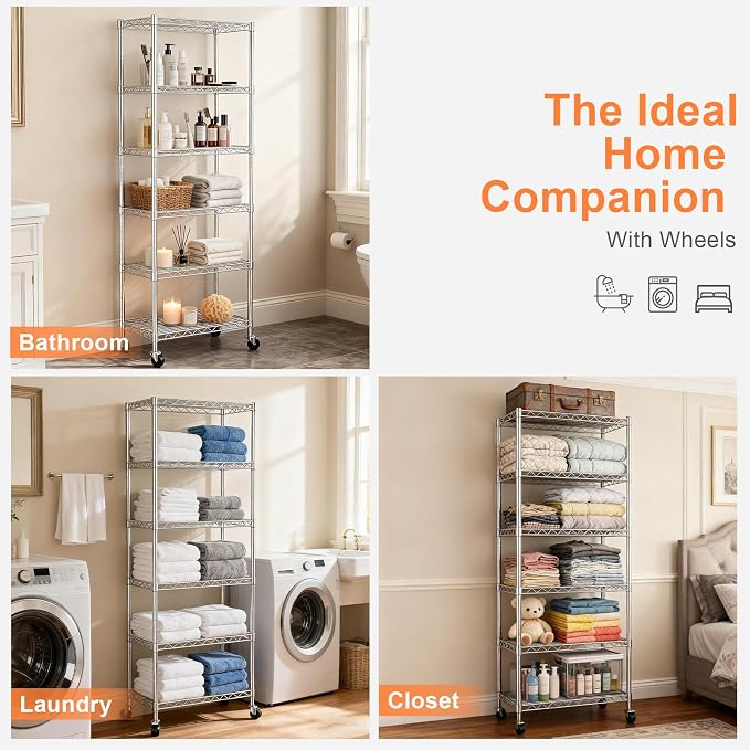6-Tier Wire Shelving Unit, Metal Shelf Racks - Image 7