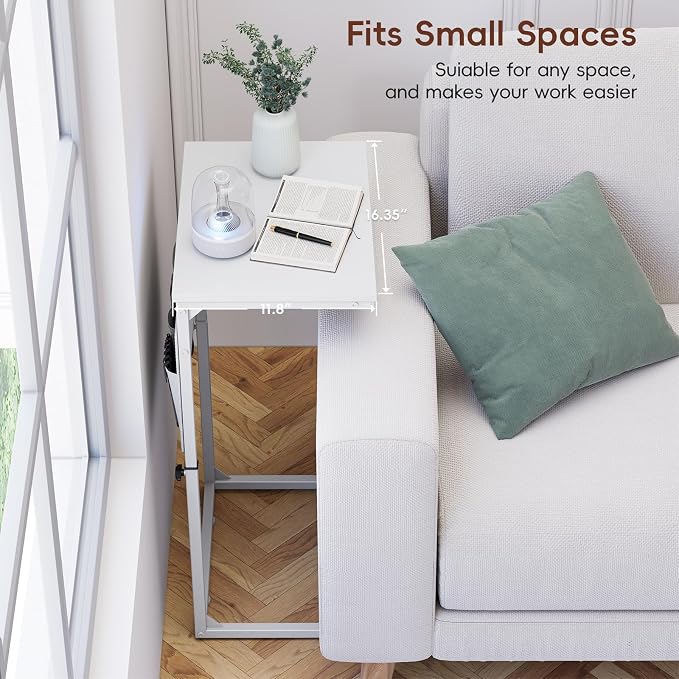 Vagusicc C Shaped End Table, Adjustable Height Small Couch Side Table - Image 8