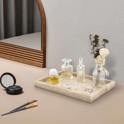 Real Natural Travertine Tray for Bathroom, Kitchen and Desktop, Rectangle - Image 5