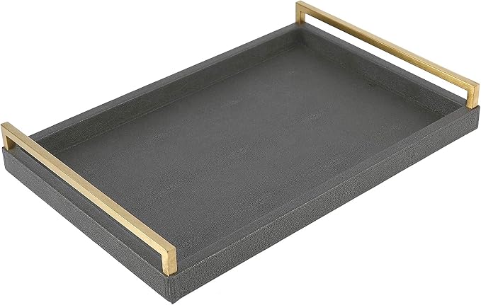 17.8 * 11.8" Grey Shagreen Large Serving Tray by Unknown