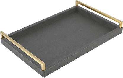 17.8 * 11.8" Grey Shagreen Large Serving Tray by Unknown