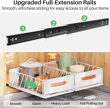 2Pack Pull out Cabinet Organizer, Heavy Duty Slide out Pantry Shelves Drawer - Image 3