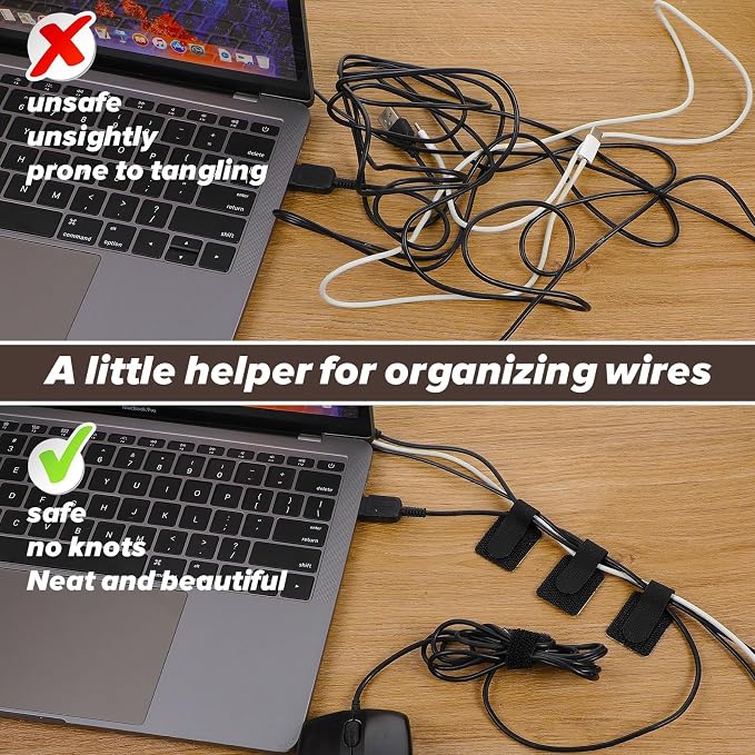 50PCS Hook and Loop Cable Straps, Cable Management Under Desk, Self Adhesive - Image 5