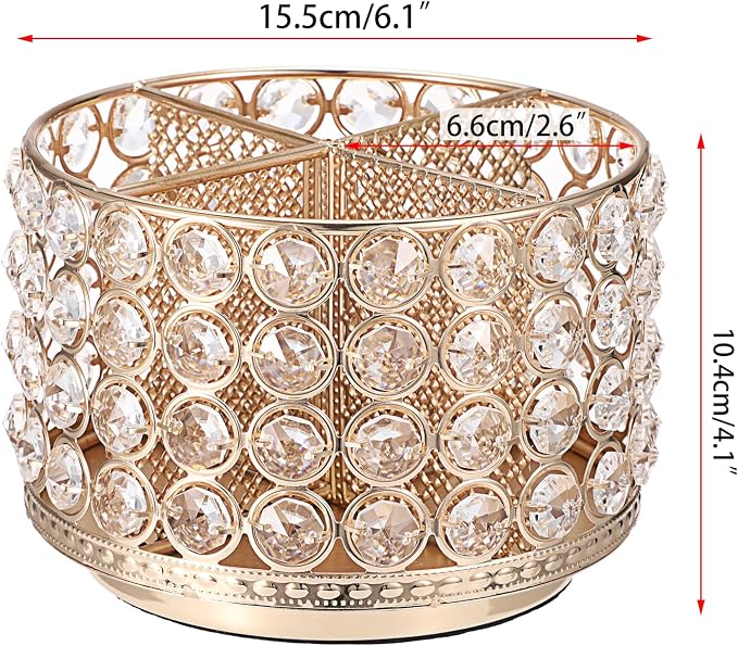 Hipiwe Crystal Vanity Organizer 360 Rotating Makeup Brush Holder Spinning - Image 6