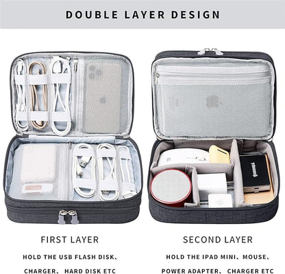 Lanola Travel Cable Organizer Bag, Electronic Accessories Case Portable Double - Image 3