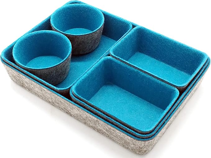 Welaxy Drawer organizers bins felt tray desk storage bins dividers small - Image 8