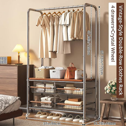Rolling Clothing Garment Rack for Hanging Clothes–Portable Indoor Wardrobe - Image 2