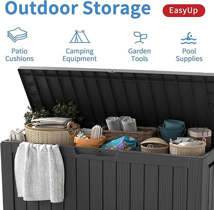 EasyUp 85 Gallon Outdoor Storage Box, Resin Waterproof UV-Resistant Deck Box - Image 4