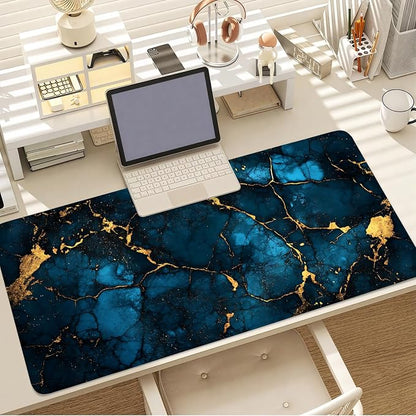 Blue Marble Gold Vein Mouse Pad – Large Extended Desk Mat 35.43 x 15.75 in – - Image 7