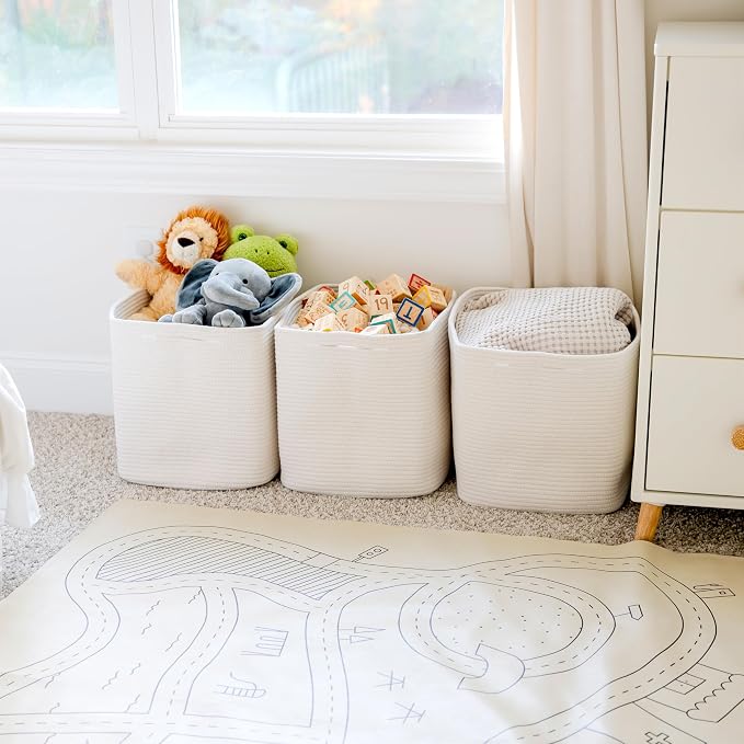 NaturalCozy 13x15x13 Kallax Storage Cubes, 3 Pack | Cotton Rope Cube Storage - Image 8