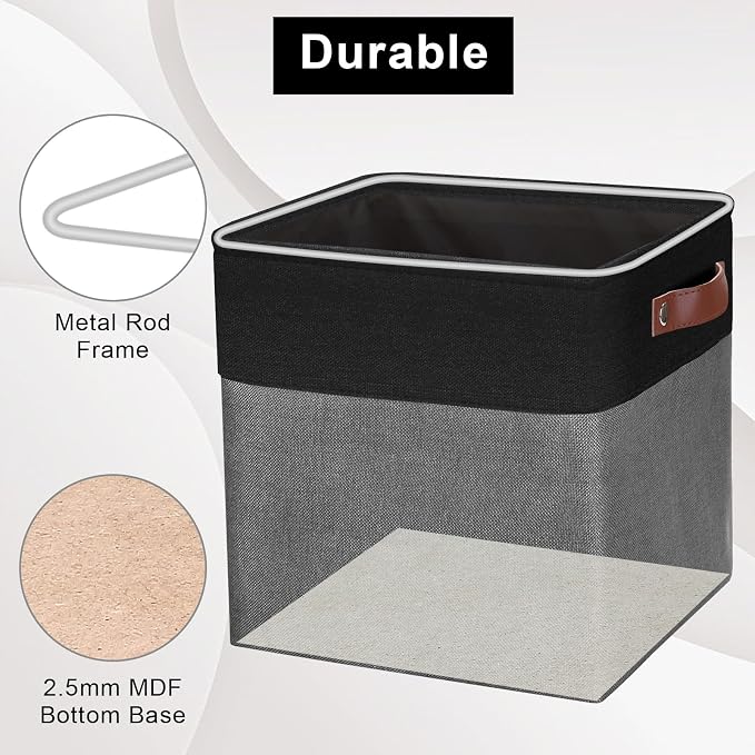 Collapsible Fabric Storage Cubes 11x11 Cube Storage Bins, 4 Pack Closet Baskets - Image 4