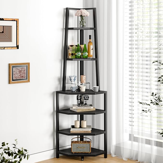 VECELO 6 Tier Corner Shelf 69 Inch Industrial Bookshelf by VECELO