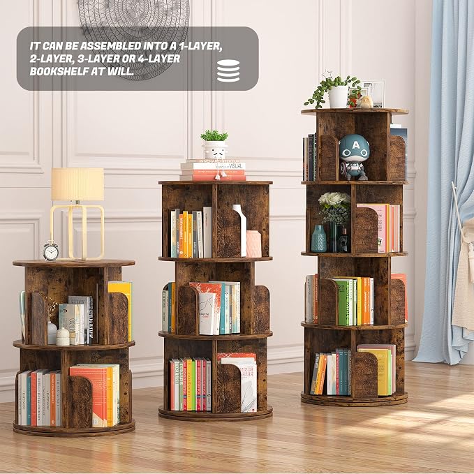 Aheaplus Rotating Bookshelf, Small Corner Bookshelf - Image 6