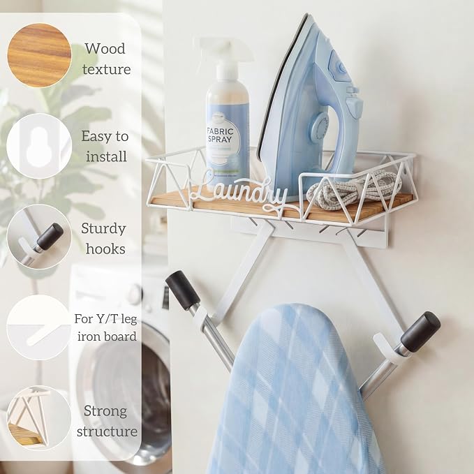 PERFNIQUE Ironing Board Holder, Iron Board Wall Mount, Ironing Board Hanger - Image 3