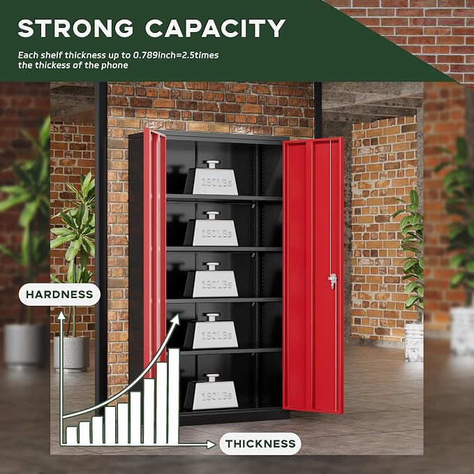 Greenvelly Metal Garage Storage Cabinet, Tall Cabinets - Image 6
