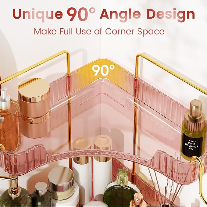 Delicate Pink 2-Tier Corner Counter Organizer - Image 3