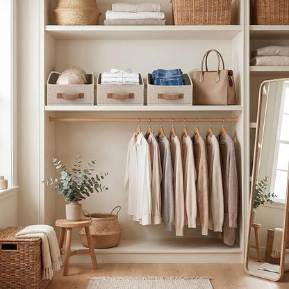 StorageWorks Closet Baskets for Organizing, Trapezoid Storage Bins, Linen - Image 4